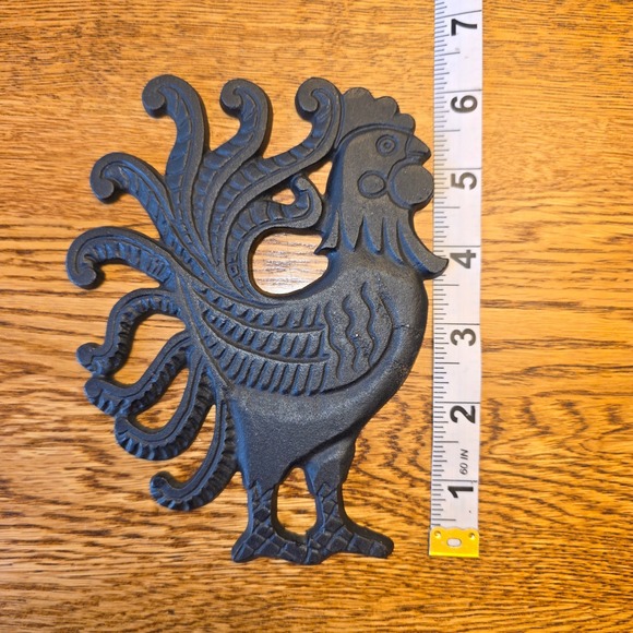 Wilton Vintage Cast Iron Rooster Trivet Black Farmhouse Kitchen Wall Decor - Picture 2 of 7